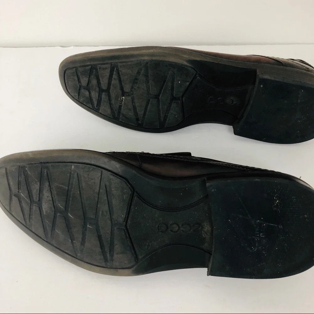 Ecco men's brown leather‎ loafers size 43
